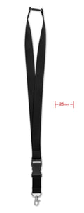 WIDE LANY – Lanyard with metal hook 25mm – Black
