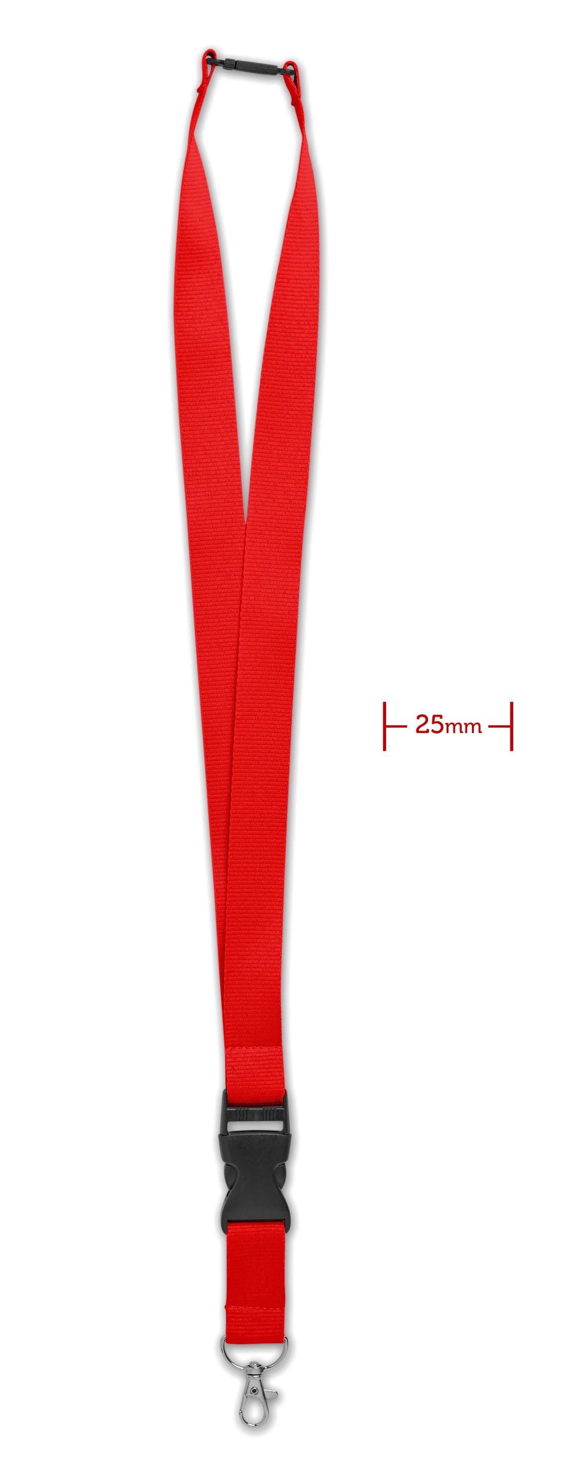 WIDE LANY – Lanyard with metal hook 25mm – Red