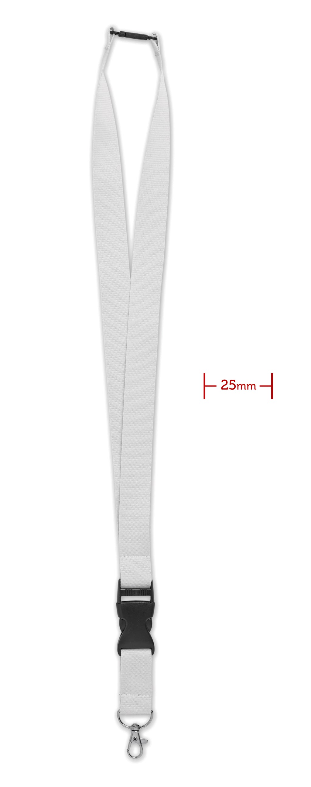 WIDE LANY – Lanyard with metal hook 25mm – White