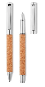 QUERCUS – Metal Ball pen set in cork box – item picture open