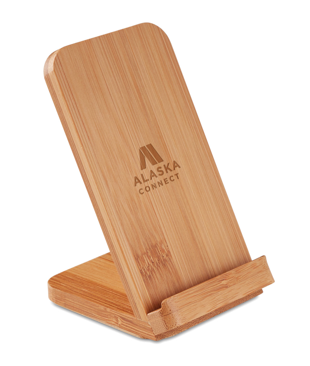 WIRESTAND – Bamboo wireless charge stand5W – item picture printed