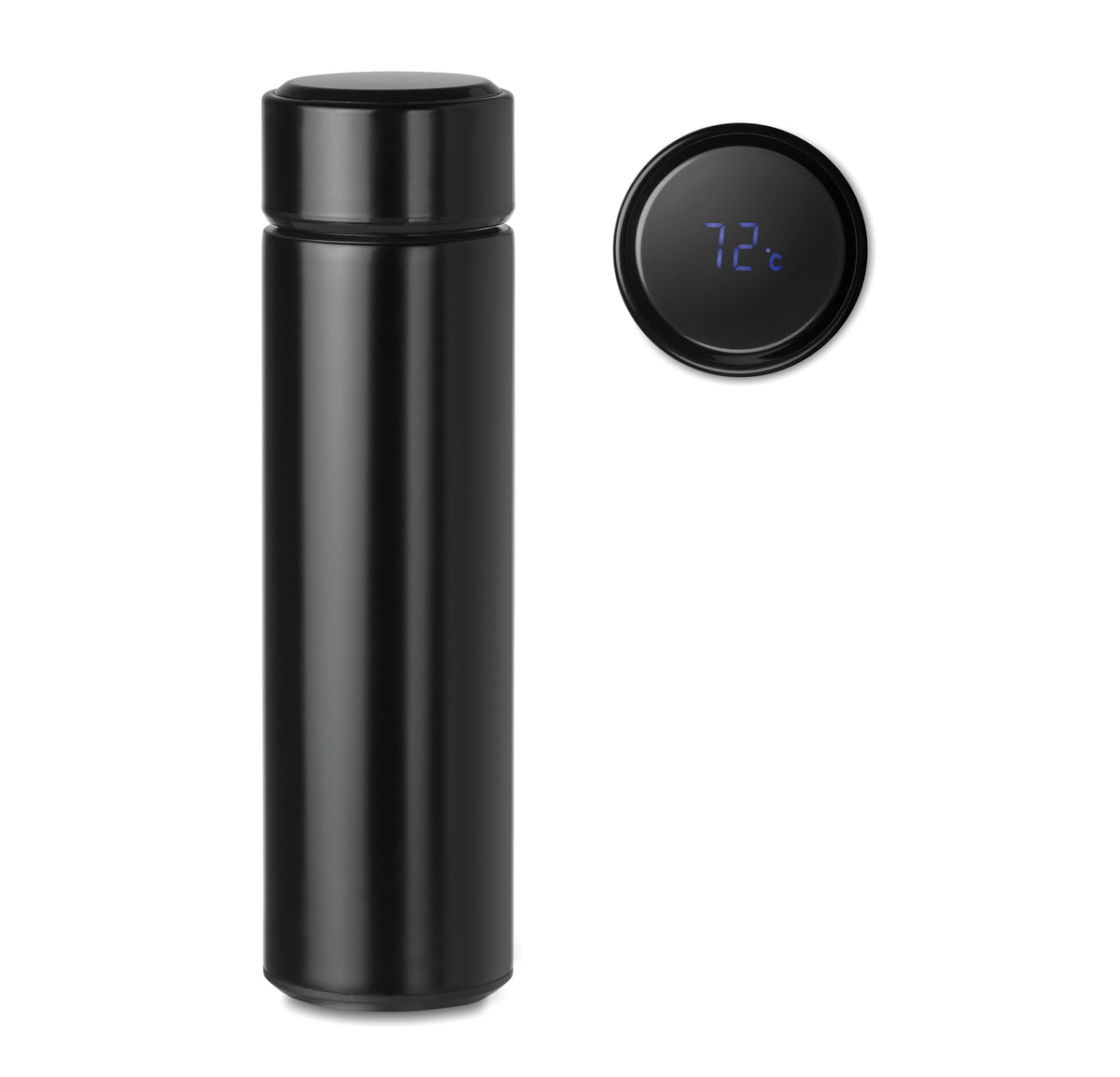 POLE – Bottle with touch thermometer – Black