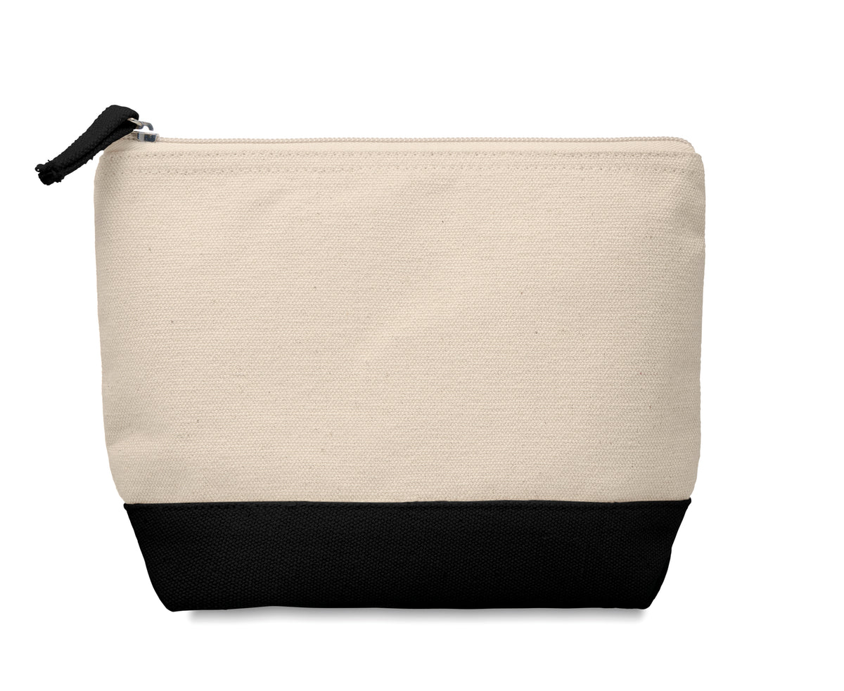 KLEUREN – Bicolour cotton cosmetic bag – Black