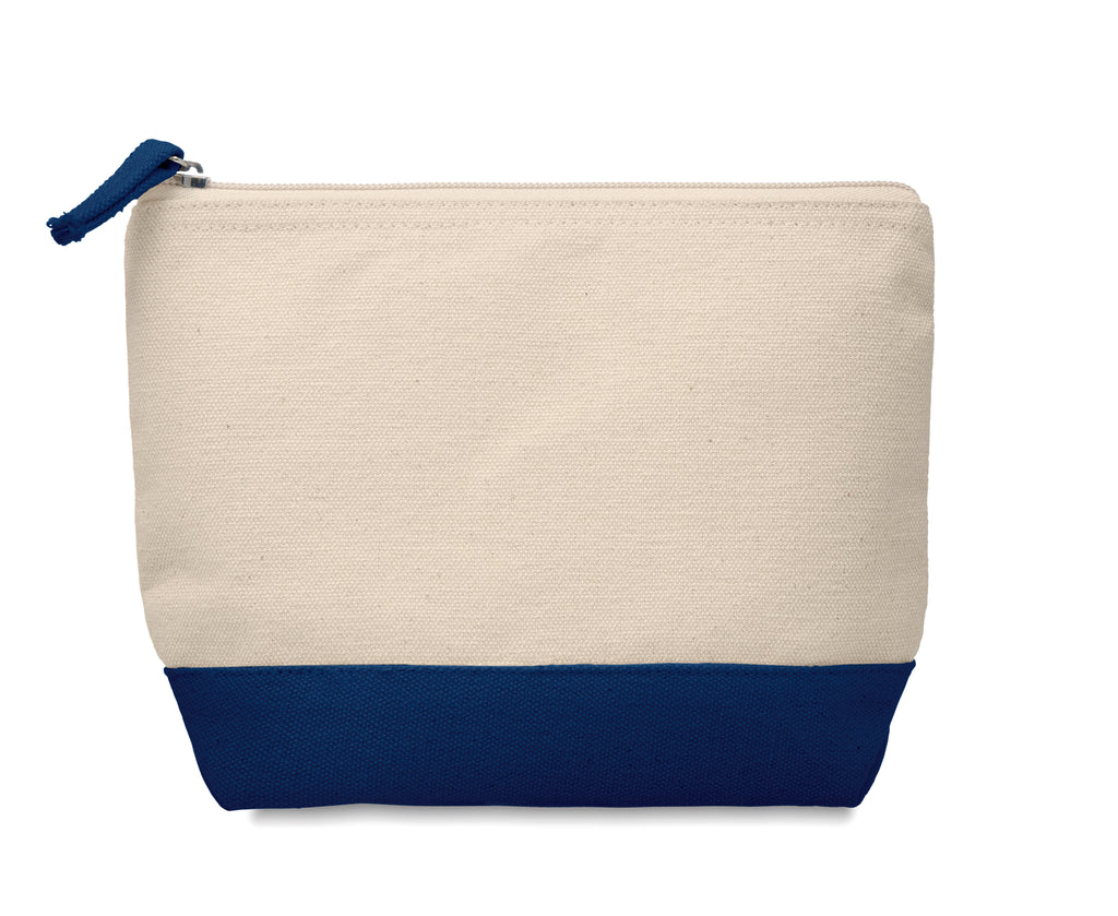 KLEUREN – Bicolour cotton cosmetic bag – Blue