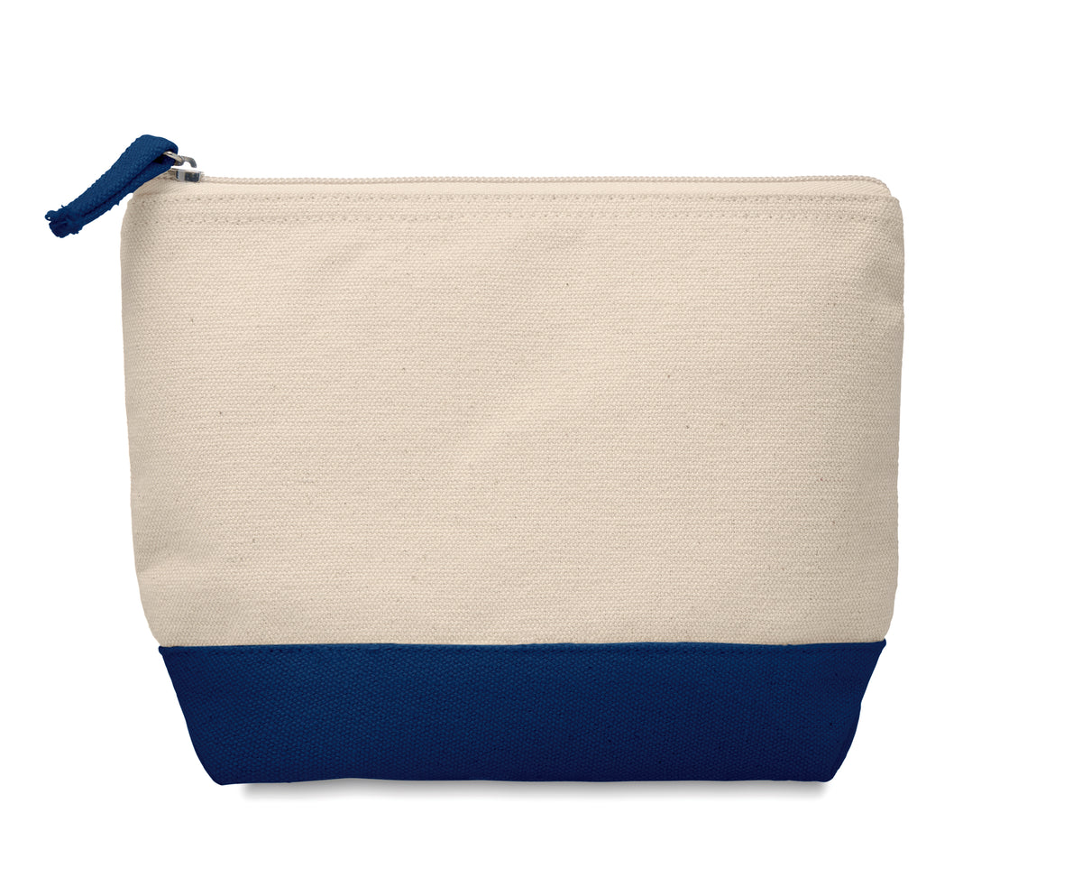 KLEUREN – Bicolour cotton cosmetic bag – Blue