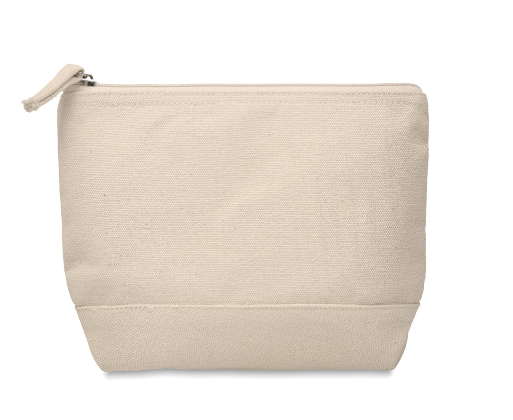 KLEUREN – Bicolour cotton cosmetic bag – Beige
