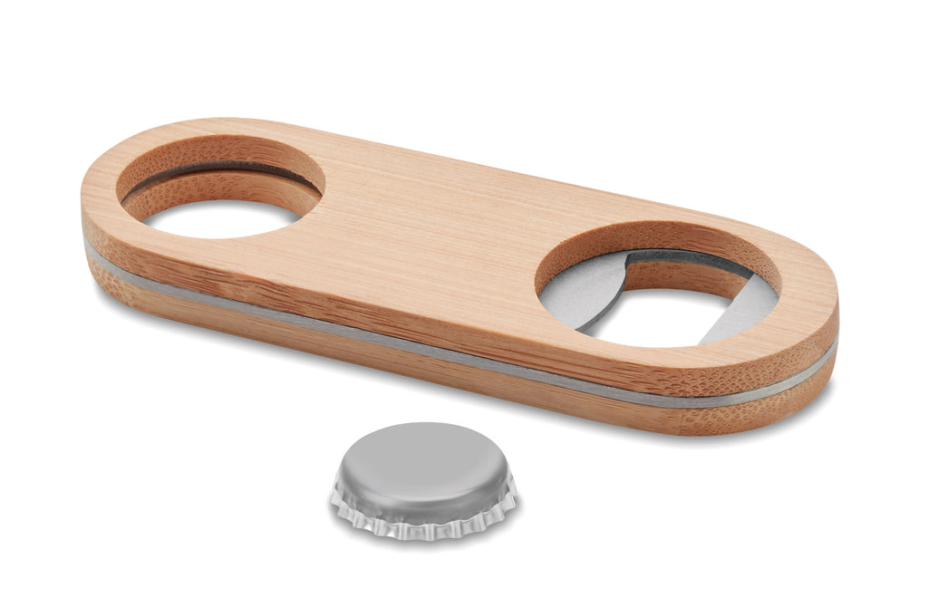 VALBAMPER – Oval Bamboo bottle opener – item picture side
