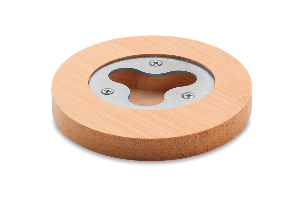 DAKAI – Bamboo bottle opener/ coaster – item picture side
