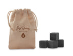 ROCKS – 4 stone ice cubes in  pouch – item picture printed