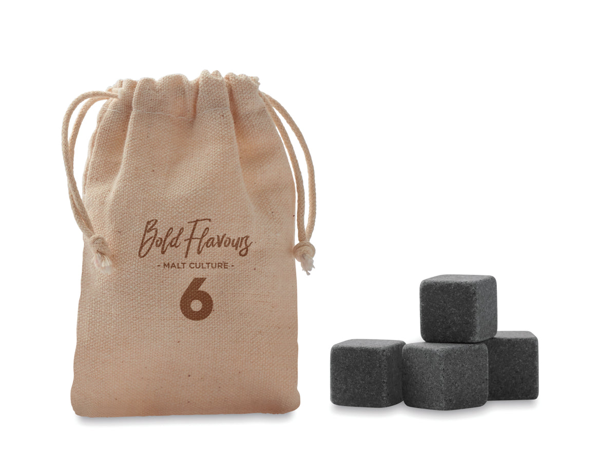 ROCKS – 4 stone ice cubes in  pouch – item picture printed