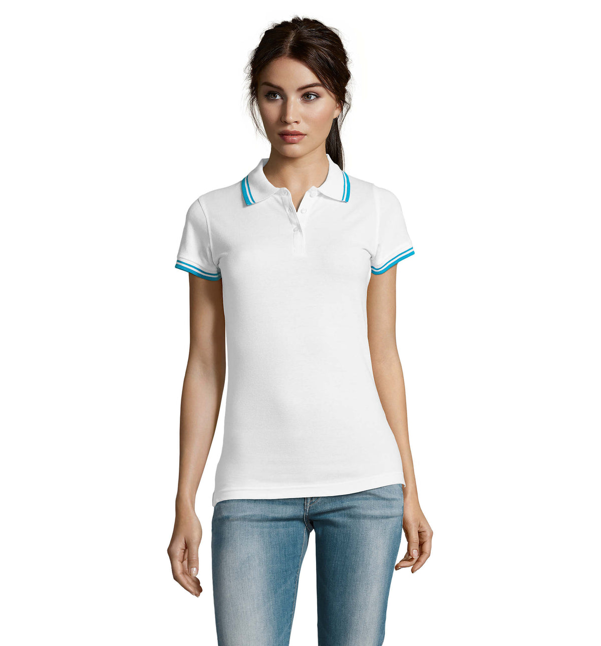 PASADENA WOMEN – PASADENA WOMEN POLO 200 – White/Aqua