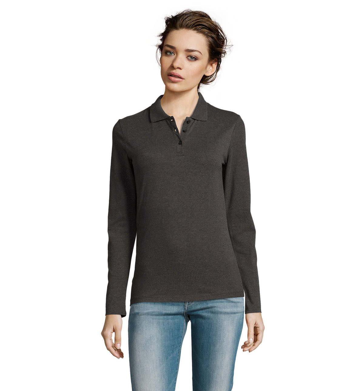 PERFECT LSL WOMEN – PERFECT LSL WOMEN POLO 180 – Charcoal Melange