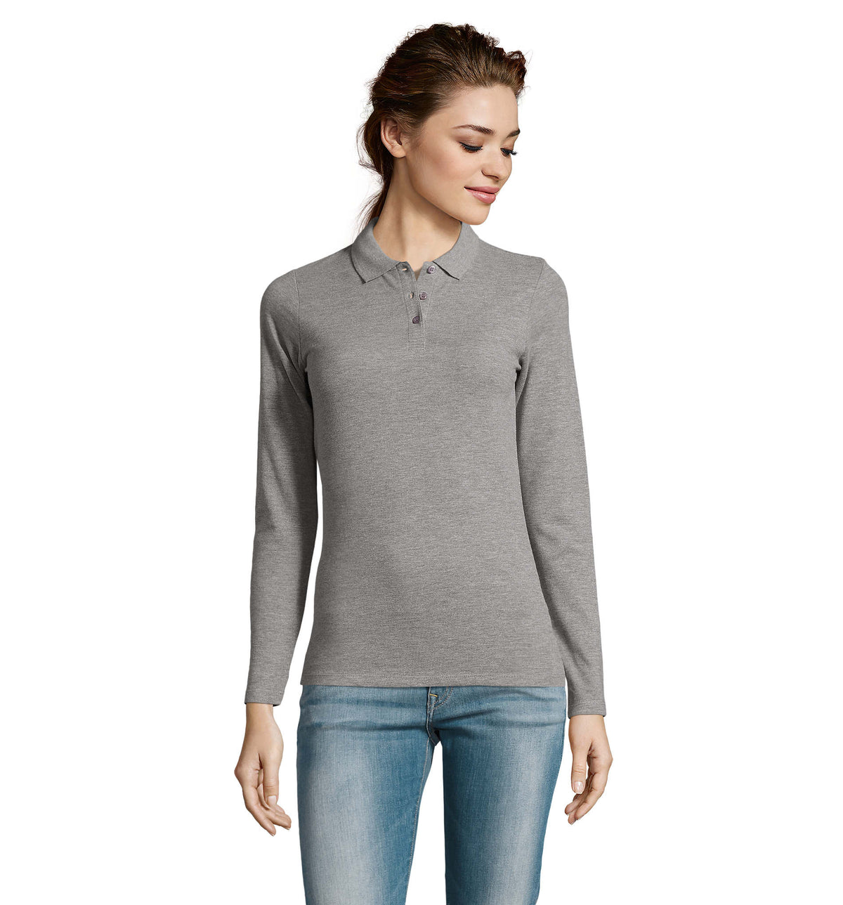 PERFECT LSL WOMEN – PERFECT LSL WOMEN POLO 180 – Grey Melange 2
