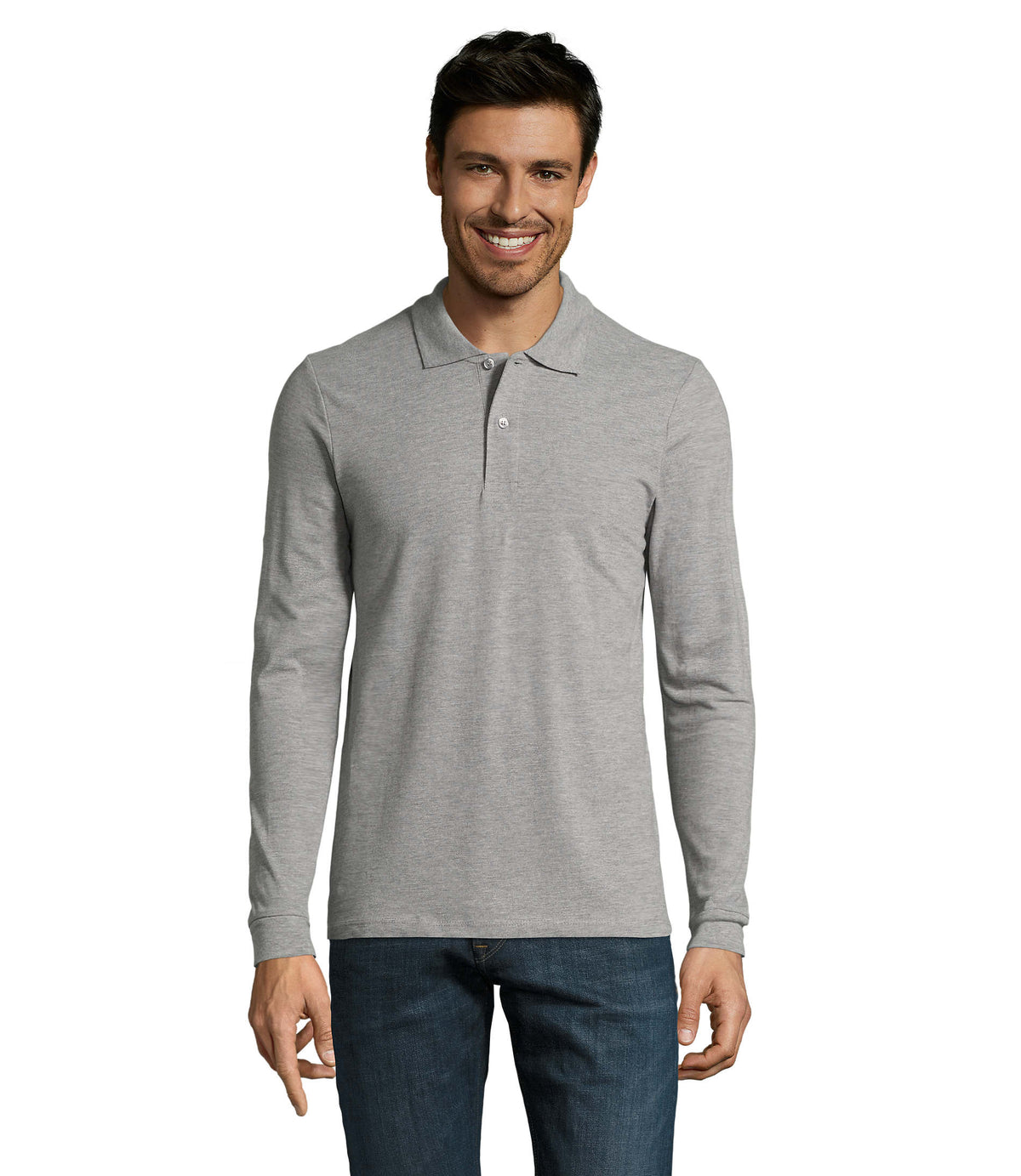 PERFECT LSL MEN – PERFECT LSL MEN POLO 180 – Grey Melange 2