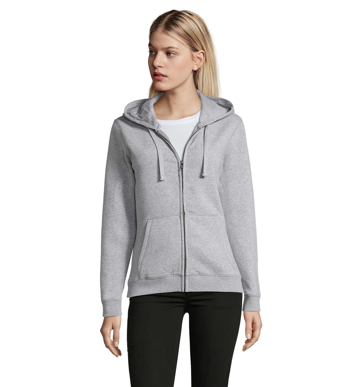 SPIKE WOMEN – SPIKE WOMEN ZIP HOOD SWEAT – Grey Melange 2