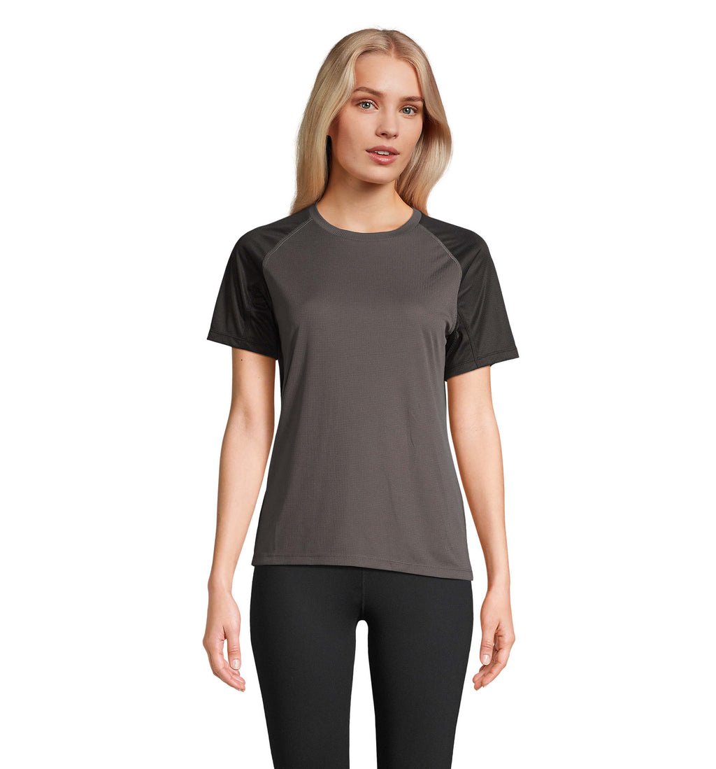 VORTEX WOMEN – VORTEX WOMEN RAGLAN T-SHIRT – Black/Charcoal Grey