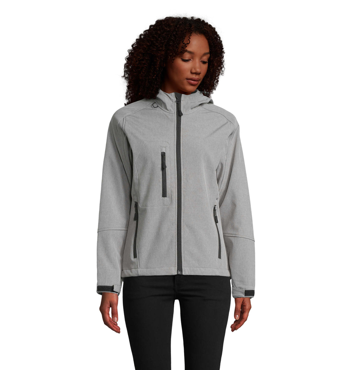 REPLAY WOMEN – REPLAY WOMEN HOOD SOFTSHELL – Grey Melange
